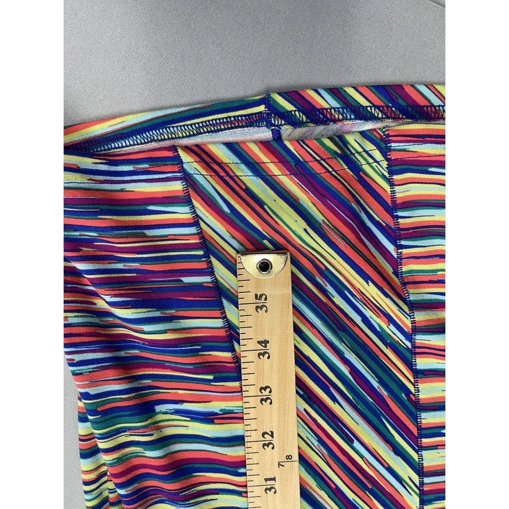 Womens‎ Title Nine Dress Large Dream Multicolor Striped Short Sleeve Activewear